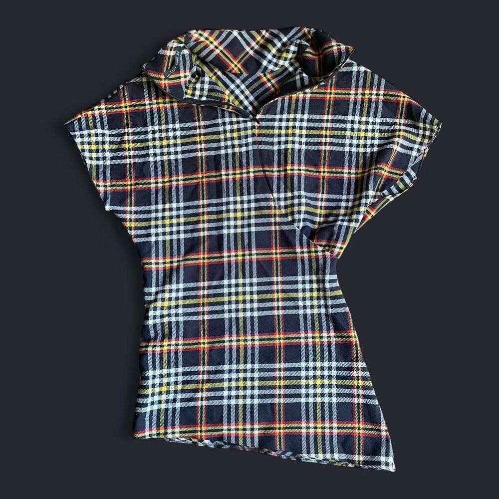 Zara Asymmetrical Sleeveless Top Dress Tartan Plaid Womens XS